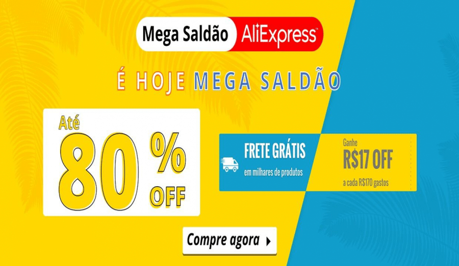 Capa do artigo Aliexpress realiza Mega Saldão com descontos de até 80% e entrega rápida