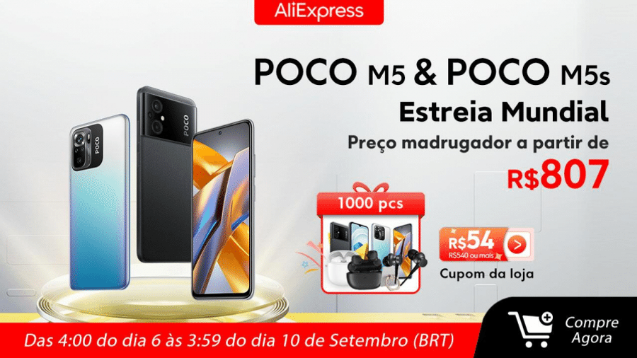 Capa do artigo Poco M5 e Poco M5s estão disponíveis no Aliexpress com preço especial de lançamento