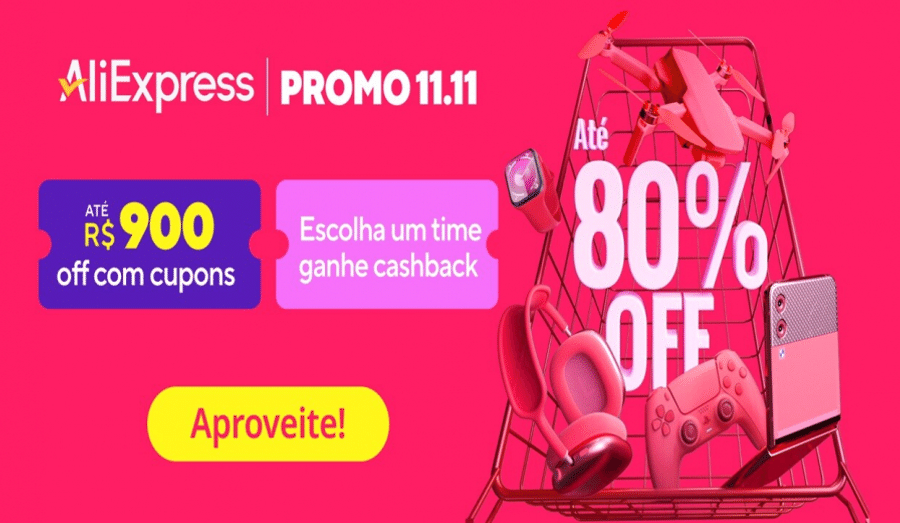 Capa do artigo Vem aí a Promo 11/11 do AliExpress com até 80% off e milhões de reais em cupons