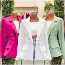 Imagem da oferta Blazer Feminino Casaquinho Maxi Longo Sobretudo Alfaiataria Social Blazer Com Botão